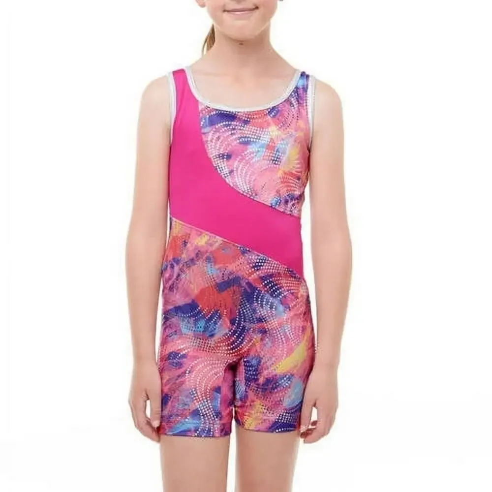 Pink and Purple Patterned Leotard Girls Large GUC